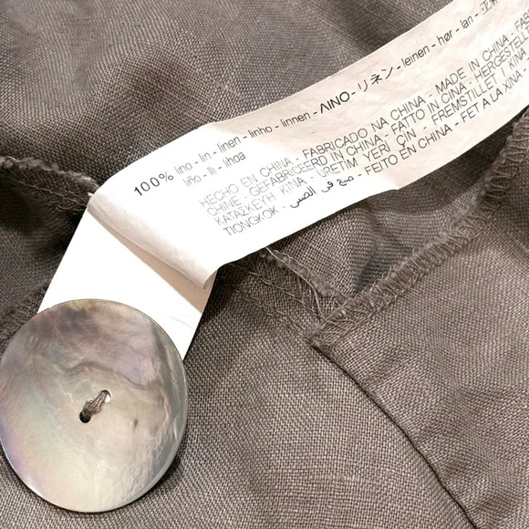 Zara Beige / Gray Tie 💯% Linen Top/Jacket sz XL - Picture 6 of 6